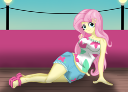 Size: 3664x2638 | Tagged: safe, artist:lennondash, fluttershy, equestria girls, equestria girls specials, g4, my little pony equestria girls: better together, my little pony equestria girls: spring breakdown, ankles, breasts, busty fluttershy, feet, female, geode of fauna, high res, magical geodes, sandals, solo, toes