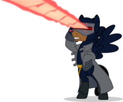 Size: 1280x1061 | Tagged: safe, artist:mlp-trailgrazer, oc, oc only, pegasus, pony, bipedal, cyclops (marvel), male, marvel, simple background, solo, stallion, transparent background, wolverine and the x-men, x-men