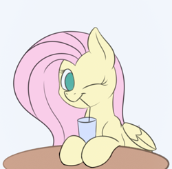 Size: 2675x2620 | Tagged: safe, artist:nevermore228, fluttershy, pegasus, pony, g4, commission, drinking, drinking straw, high res, one eye closed, solo, wink, ych example, your character here