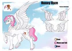 Size: 4961x3508 | Tagged: safe, artist:oneiria-fylakas, oc, oc only, oc:honey haze, pegasus, pony, female, mare, reference sheet, solo