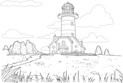 Size: 3626x2460 | Tagged: safe, g5, official, black and white, cloud, coloring page, grayscale, high res, lighthouse, maretime bay, monochrome, no pony, simple background, white background
