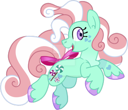 Size: 1280x1101 | Tagged: safe, artist:rohans-ponies, minty, pony, g3, g4, bow, deviantart watermark, g3 to g4, generation leap, obtrusive watermark, simple background, solo, tail bow, transparent background, watermark