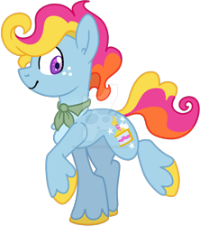 Size: 1600x1803 | Tagged: safe, artist:rohans-ponies, party cake, pony, g3, g4, deviantart watermark, freckles, g3 to g4, generation leap, obtrusive watermark, simple background, solo, transparent background, watermark