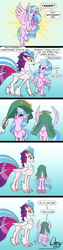 Size: 1000x3980 | Tagged: safe, artist:omny87, queen novo, silverstream, hippogriff, g4, my little pony: the movie, aunt and niece, behaving like a bird, blanket, comic, cute, daaaaaaaaaaaw, dialogue, diastreamies, happy, hippogriffs doing bird things, silly, smiling, spread wings, wings