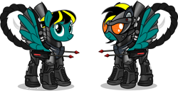 Size: 1248x641 | Tagged: safe, artist:vector-brony, oc, oc:sonic lightning, pegasus, pony, fallout equestria, armor, enclave, enclave armor, female, mare, power armor, simple background, transparent background