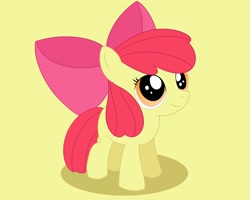 Size: 2048x1638 | Tagged: safe, artist:applebloomlove, apple bloom, earth pony, pony, g4, adorabloom, cute, female, filly, simple background, solo, yellow background