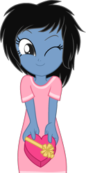 Size: 867x1750 | Tagged: safe, artist:muhammad yunus, oc, oc only, oc:siti shafiyyah, equestria girls, g4, black hair, clothes, cute, equestria girls-ified, female, heart, indonesia, looking at you, ocbetes, one eye closed, present, simple background, smiling, smiling at you, solo, transparent background, wink