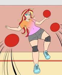 Size: 1400x1700 | Tagged: safe, artist:zachc, sunset shimmer, equestria girls, g4, clothes, dodge, dodgeball, female, solo, wip