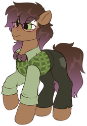Size: 1000x1450 | Tagged: safe, artist:crimmharmony, oc, oc only, oc:be sharp, earth pony, pony, bowtie, clothes, glasses, male, simple background, solo, sweater vest, transparent background