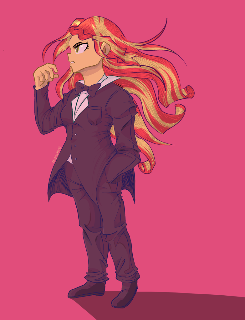 <b>sunset</b> <b>shimmer</b>, equestria girls, g4, bowtie, button, clothes, collar, cute,...