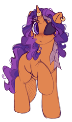 Size: 690x1170 | Tagged: safe, artist:crimmharmony, oc, oc only, oc:sulphurous hex, pony, unicorn, eyepatch, female, headband, horn, horn ring, mare, ring, simple background, solo, transparent background
