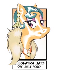 Size: 1080x1311 | Tagged: safe, alternate version, artist:davyjaearts, cleopatra jazz, earth pony, pony, g4, bust, ear piercing, eyelashes, female, jewelry, mare, necklace, piercing, smiling, solo