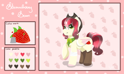 Size: 2000x1200 | Tagged: safe, artist:julie25609, oc, oc only, oc:strawberry seam, cowboy hat, hat, reference sheet, stetson