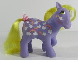 Size: 783x600 | Tagged: safe, photographer:breyer600, merriweather (g1), g1, bow, irl, photo, simple background, tail bow, toy, twice as fancy ponies, white background