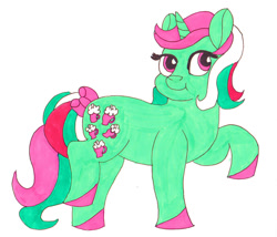 Size: 1024x875 | Tagged: safe, artist:thepegasuseffect, fizzy, g1, bow, simple background, tail bow, twinkle-less eyes, white background, younger