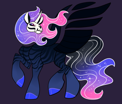 Size: 2600x2200 | Tagged: safe, artist:loryska, oc, oc only, hybrid, pony, high res, offspring, parent:pony of shadows, parent:twilight sparkle, simple background, solo
