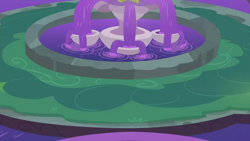 Size: 1280x720 | Tagged: safe, screencap, g4, student counsel, background, fountain, night, no pony, scenic ponyville, school of friendship