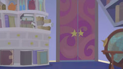Size: 1280x720 | Tagged: safe, screencap, g4, student counsel, background, book, door, globe, liminal space, no pony, scenic ponyville, starlight's office