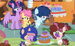 Size: 4790x2982 | Tagged: safe, artist:cheekycheesefan101, li'l cheese, twilight sparkle, oc, alicorn, pony, g4, the last problem, baby, baby pony, cake, food, offspring, parent:cheese sandwich, parent:flash sentry, parent:pinkie pie, parent:rainbow dash, parent:soarin', parents:cheesepie, parents:flashdash, parents:soarindash, twilight sparkle (alicorn)