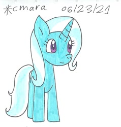 Size: 893x938 | Tagged: safe, artist:cmara, trixie, pony, unicorn, g4, cute, diatrixes, eyes open, female, horn, mare, simple background, solo, traditional art, white background