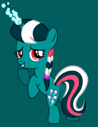 Size: 455x586 | Tagged: safe, artist:kammythepanic, fizzy, pony, twinkle eyed pony, unicorn, g1, g4, bipedal, bubble, female, filly, g1 to g4, generation leap, grin, magic, simple background, smiling, solo, teal background