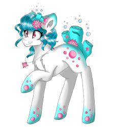 Size: 801x902 | Tagged: safe, artist:kefico, oc, oc only, original species, pony, augmented tail, closed species, coral, coral pony, eyelashes, jewelry, koral pony, necklace, raised hoof, simple background, smiling, solo, transparent background