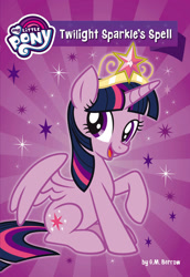 Size: 1240x1800 | Tagged: safe, twilight sparkle, alicorn, pony, g4, my little pony chapter books, my little pony: twilight sparkle and the crystal heart spell, official, big crown thingy, element of magic, female, jewelry, mare, my little pony logo, my little pony: twilight sparkle's spell, purple, regalia, sitting, solo, stock vector, twilight sparkle (alicorn), twilight sparkle's spell