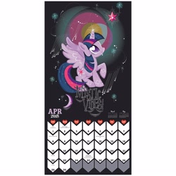 Size: 2560x2560 | Tagged: safe, artist:day dream, twilight sparkle, alicorn, pony, g4, official, 2018, 2018 my little pony wall calendar (day dream), april, calendar, female, heart eyes, high res, mare, solo, twilight sparkle (alicorn), wingding eyes