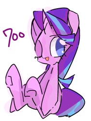 Size: 768x1024 | Tagged: safe, artist:pnpn_721, starlight glimmer, pony, unicorn, g4, female, follower count, mare, no pupils, one eye closed, simple background, solo, white background