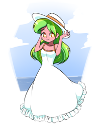 Size: 802x985 | Tagged: safe, artist:twilite-sparkleplz, lemon zest, equestria girls, g4, clothes, cute, dress, hat, sleeveless, smiling, solo, sun hat, sundress, zestabetes