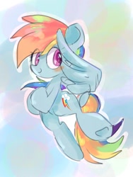 Size: 768x1024 | Tagged: safe, artist:pnpn_721, rainbow dash, pegasus, pony, g4, abstract background, female, mare, solo, starry eyes, wingding eyes