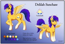 Size: 3000x2000 | Tagged: safe, artist:diamondstorm, oc, oc only, oc:delilah sunchase, pegasus, pony, butt, chest fluff, digital art, female, high res, hooves, looking at you, mare, open mouth, plot, reference sheet, solo, spread wings, tail, text, wings