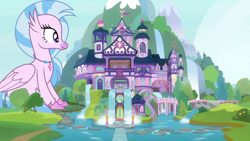 Size: 1920x1080 | Tagged: safe, artist:thegiantponyfan, silverstream, classical hippogriff, hippogriff, g4, female, giant hippogriff, giantess, gigastream, macro, school of friendship