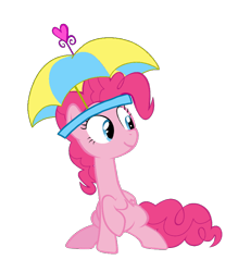 Size: 800x915 | Tagged: safe, artist:pagiepoppie12345, pinkie pie, pegasus, pony, feeling pinkie keen, g4, hat, pegasus pinkie pie, race swap, simple background, sitting, smiling, solo, transparent background, umbrella, umbrella hat, vector