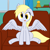 Size: 4000x4000 | Tagged: safe, artist:d3f4ult_4rt1st, derpy hooves, pegasus, pony, g4, book, chest fluff, couch, curtains, cute, derpabetes, female, floppy ears, one ear down, prize, sitting, solo, spread wings, tongue out, window, wings