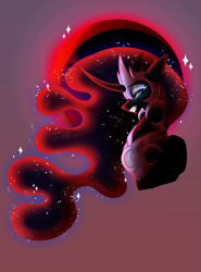 Size: 2453x3315 | Tagged: safe, artist:inspiredpixels, nightmare moon, alicorn, pony, g4, blood moon, bust, high res, moon, portrait, solo
