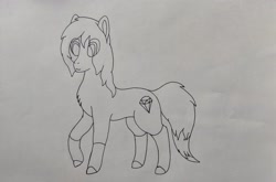 Size: 3402x2249 | Tagged: safe, artist:autumnsfur, oc, oc only, oc:glitter stone, earth pony, pony, earth pony oc, female, high res, lineart, mare, ponysona, raised hoof, solo, traditional art