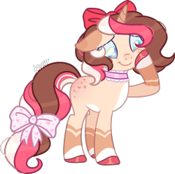 Size: 1288x1280 | Tagged: safe, artist:kurosawakuro, oc, oc only, pony, unicorn, base used, bow, choker, female, hair bow, mare, simple background, solo, transparent background