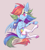 Size: 2061x2307 | Tagged: safe, artist:1an1, rainbow dash, pegasus, pony, g4, clothes, cute, dashabetes, double mane, ear fluff, high res, leg warmers, smiling, socks, solo, spread wings, striped socks, thigh highs, underhoof, white socks, wings