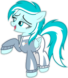 Size: 1389x1586 | Tagged: safe, artist:pegasski, oc, oc only, oc:ocean comet, pegasus, pony, g4, clothes, female, jacket, mare, pants, simple background, solo, transparent background, warmup suit