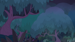 Size: 1280x720 | Tagged: safe, screencap, g4, student counsel, background, everfree forest, night, no pony, scenic ponyville, tree