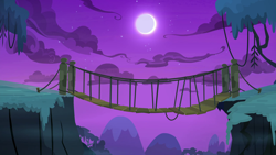 Size: 1280x720 | Tagged: safe, screencap, g4, season 9, student counsel, background, bridge, cloud, everfree forest, moon, mountain, night, no pony, scenic ponyville, tree
