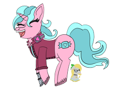 Size: 1600x1200 | Tagged: safe, artist:gray star, derpibooru exclusive, oc, oc only, oc:candy chip, cyborg, pony, unicorn, the sunjackers, bouncing, female, happy, mare