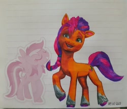 Size: 1000x858 | Tagged: safe, artist:karadeg, rainbow dash, sunny starscout, earth pony, pony, g5, traditional art