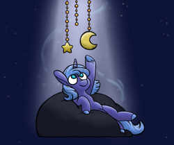 Size: 790x660 | Tagged: safe, artist:jroxs12pone, princess luna, alicorn, pony, g4, closed mouth, eyes open, female, filly, horn, lying down, solo, woona, younger