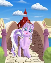 Size: 1650x2038 | Tagged: safe, artist:divifilly, diamond tiara, earth pony, pony, g4, bridge, older, older diamond tiara, ponyville, solo