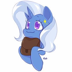 Size: 1036x1035 | Tagged: safe, artist:haichiroo, trixie, pony, unicorn, g4, bag, cute, diatrixes, eyelashes, female, horn, mare, saddle bag, solo