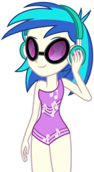 Size: 1024x1878 | Tagged: safe, artist:emeraldblast63, dj pon-3, vinyl scratch, equestria girls, equestria girls series, forgotten friendship, g4, spring breakdown, spoiler:eqg series (season 2), clothes, female, glasses, legs together, one-piece swimsuit, show accurate, simple background, sleeveless, solo, sunglasses, swimsuit, transparent background, vector, vinyl's glasses
