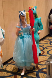 Size: 4421x6624 | Tagged: safe, minuette, human, g4, babscon, babscon 2015, clothes, cosplay, costume, irl, irl human, mouth wash, photo, toothbrush