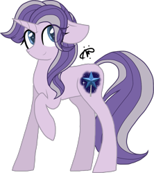 Size: 1005x1134 | Tagged: safe, artist:gallantserver, oc, oc only, oc:sparkler, pony, unicorn, female, magical lesbian spawn, mare, offspring, parent:maud pie, parent:starlight glimmer, parents:starmaud, simple background, solo, transparent background